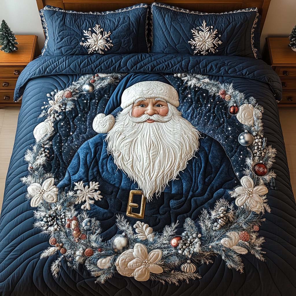 Modrý Santa 3-dílná souprava povlečení