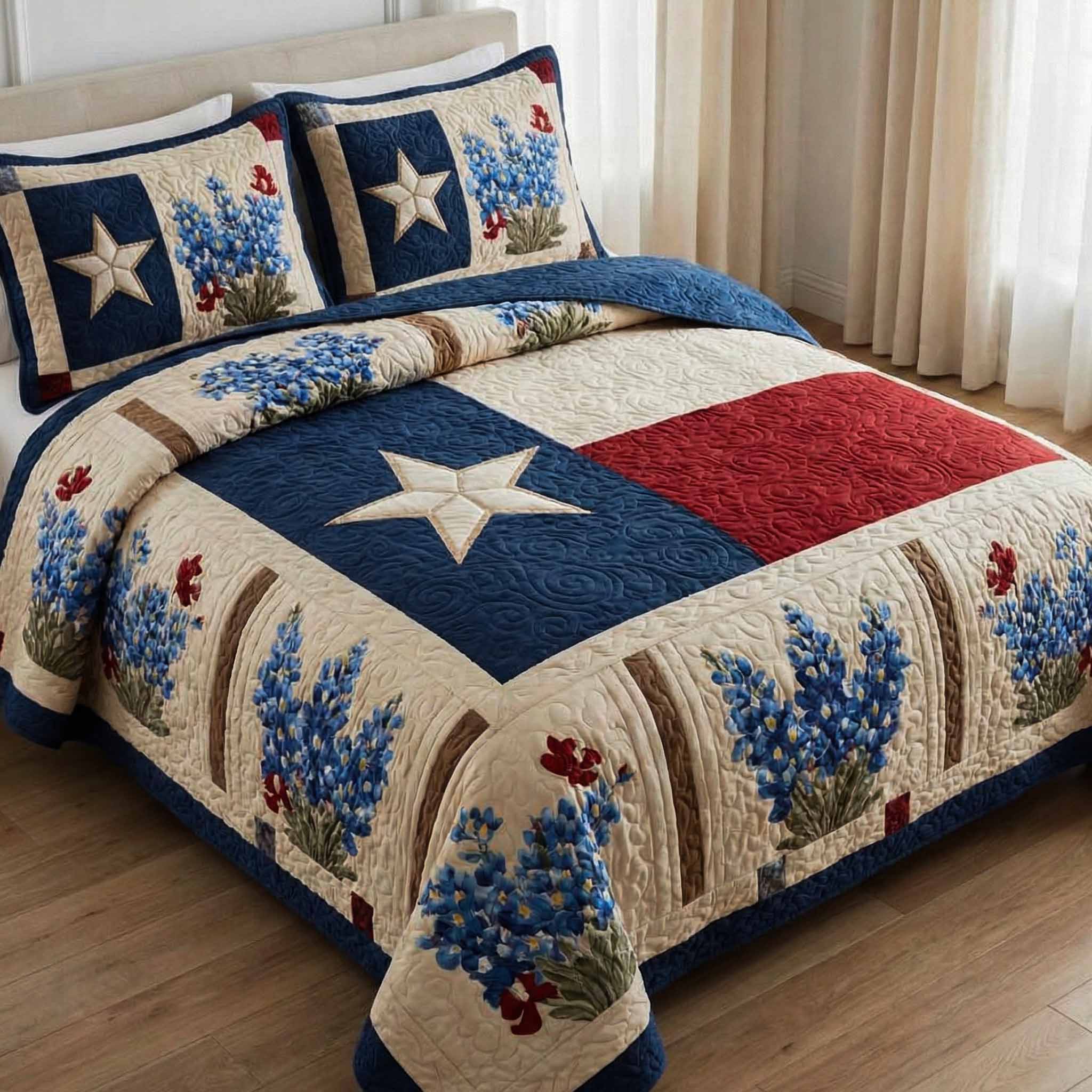 Americana Blue 3-dílná souprava ložního prádla