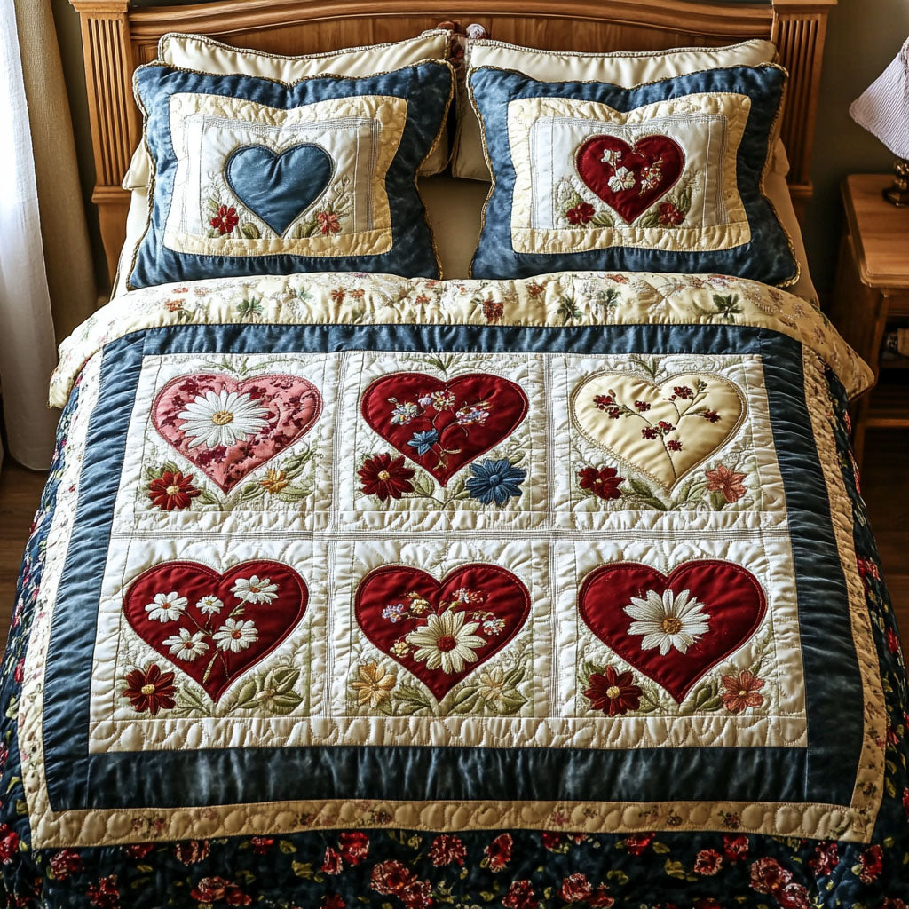 Elegantní povlečení Blooming Hearts 3-dílná sada