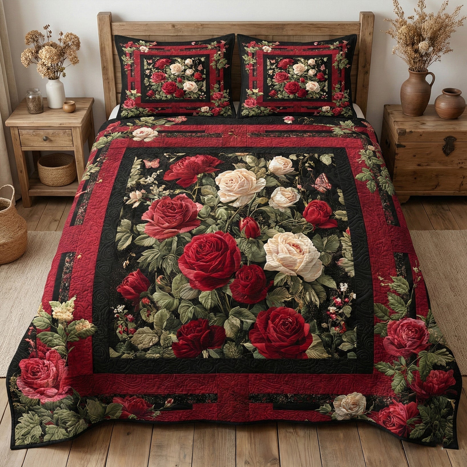 Elegantní povlečení Crimson Rose 3-dílná souprava