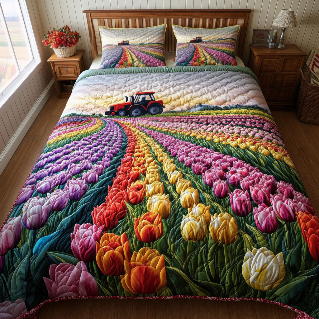 Vibrantní tulipánová cesta - 3dílná sada povlečení